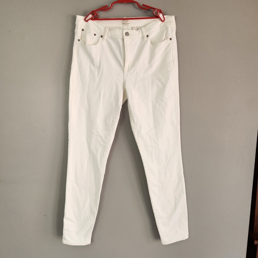 J. Crew Womens White Stretch Full-length Jeans Size 31 x 30 NWT 90% cotton